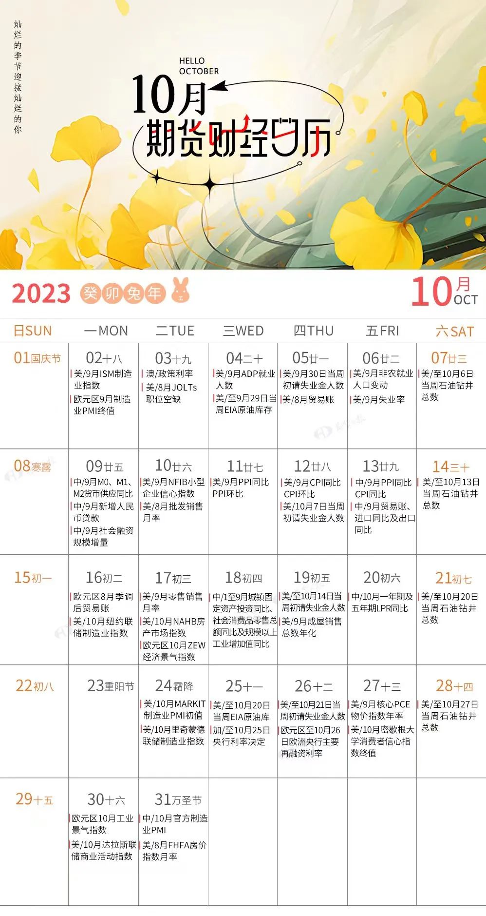 10月份的日历表(10月份的日历表图片)